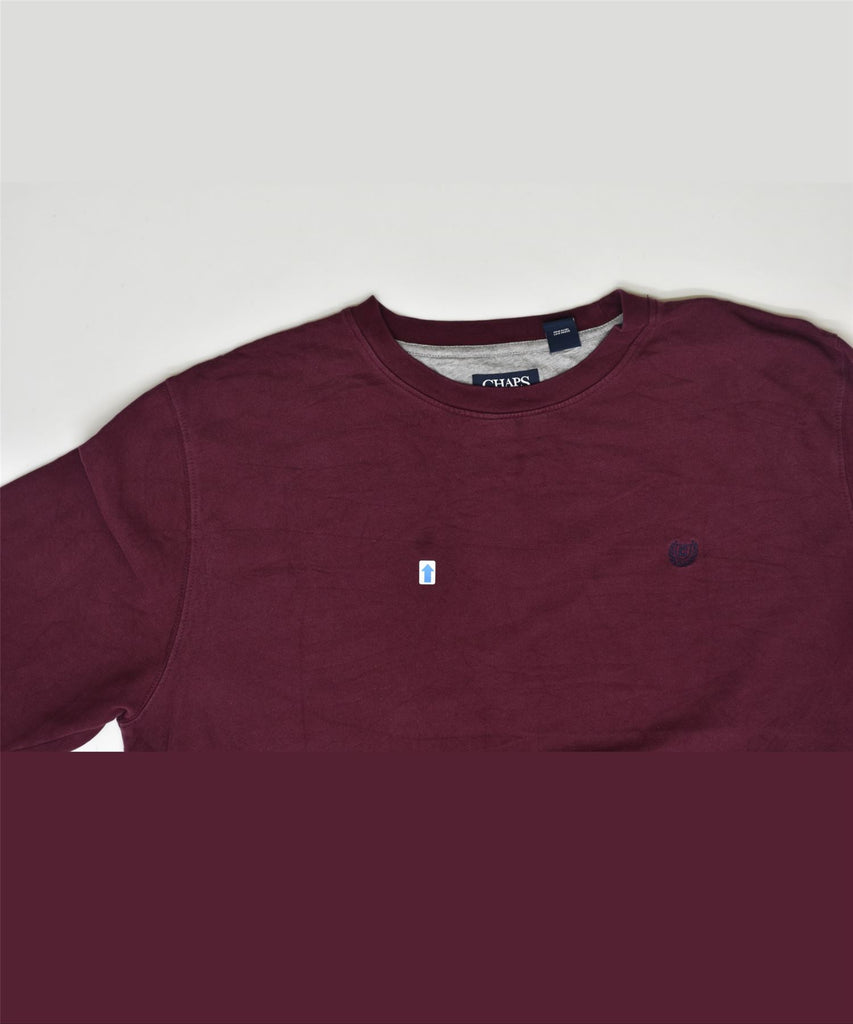 CHAPS Mens Sweatshirt Jumper 2XL Maroon Cotton | Vintage | Thrift | Second-Hand | Used Clothing | Messina Hembry 