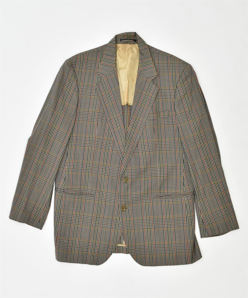 DAKS Mens 2 Button Blazer Jacket UK 40 Large Brown Gingham | Vintage | Thrift | Second-Hand | Used Clothing | Messina Hembry 