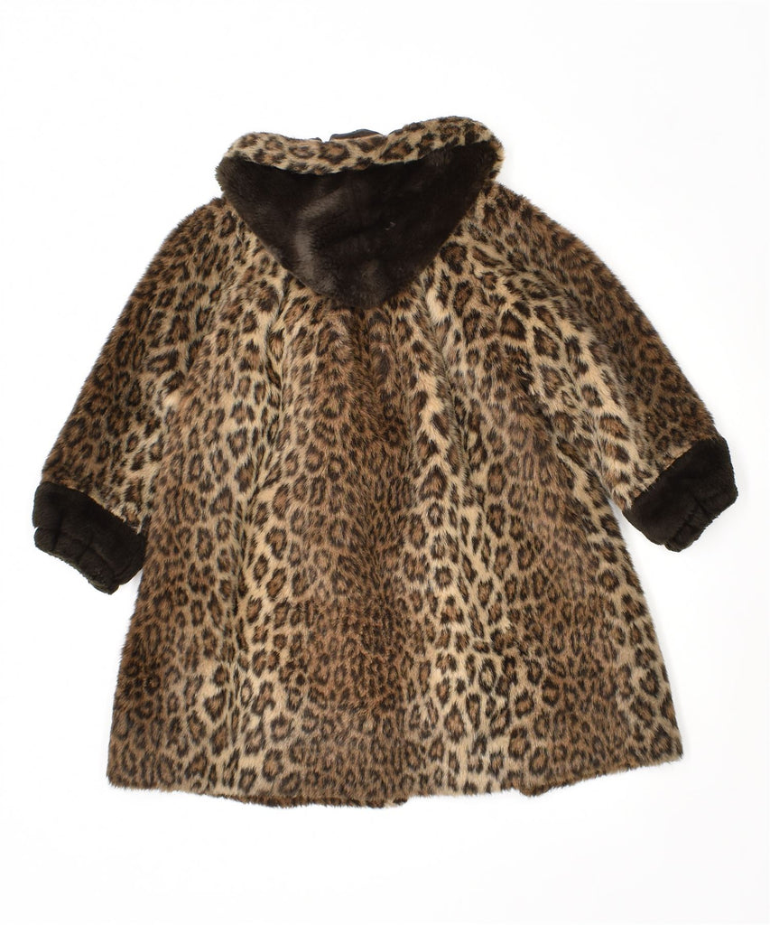 NATALIE Girls Faux Fur Overcoat 13-14 Years Brown Animal Print Vintage | Vintage | Thrift | Second-Hand | Used Clothing | Messina Hembry 