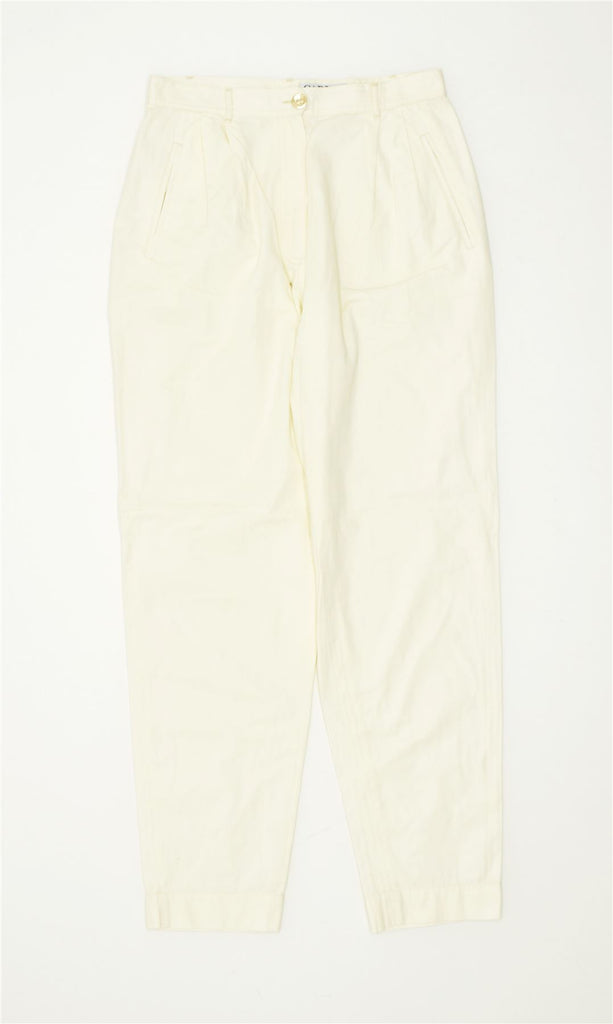 CARLA CARINI Womens Slim Chino Trousers UK 12 Medium W28 L28 Off White | Vintage | Thrift | Second-Hand | Used Clothing | Messina Hembry 