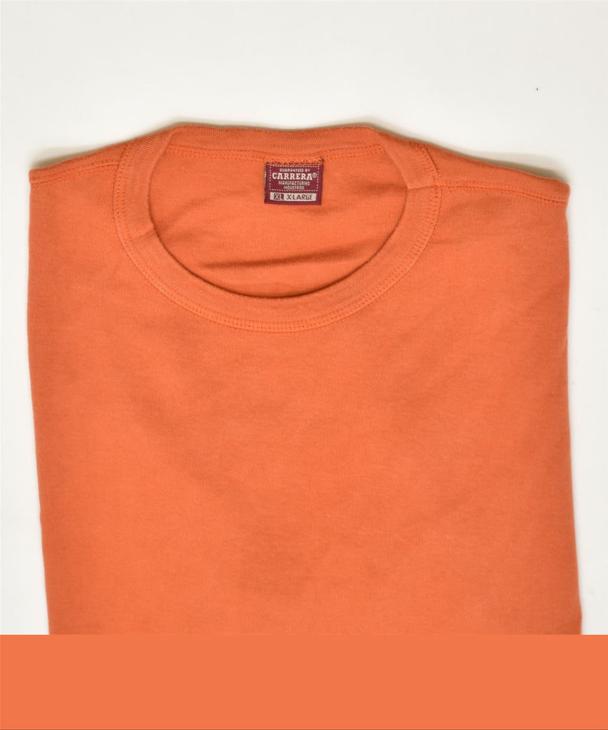 CARRERA Mens T-Shirt Top XL Orange Cotton | Vintage | Thrift | Second-Hand | Used Clothing | Messina Hembry 