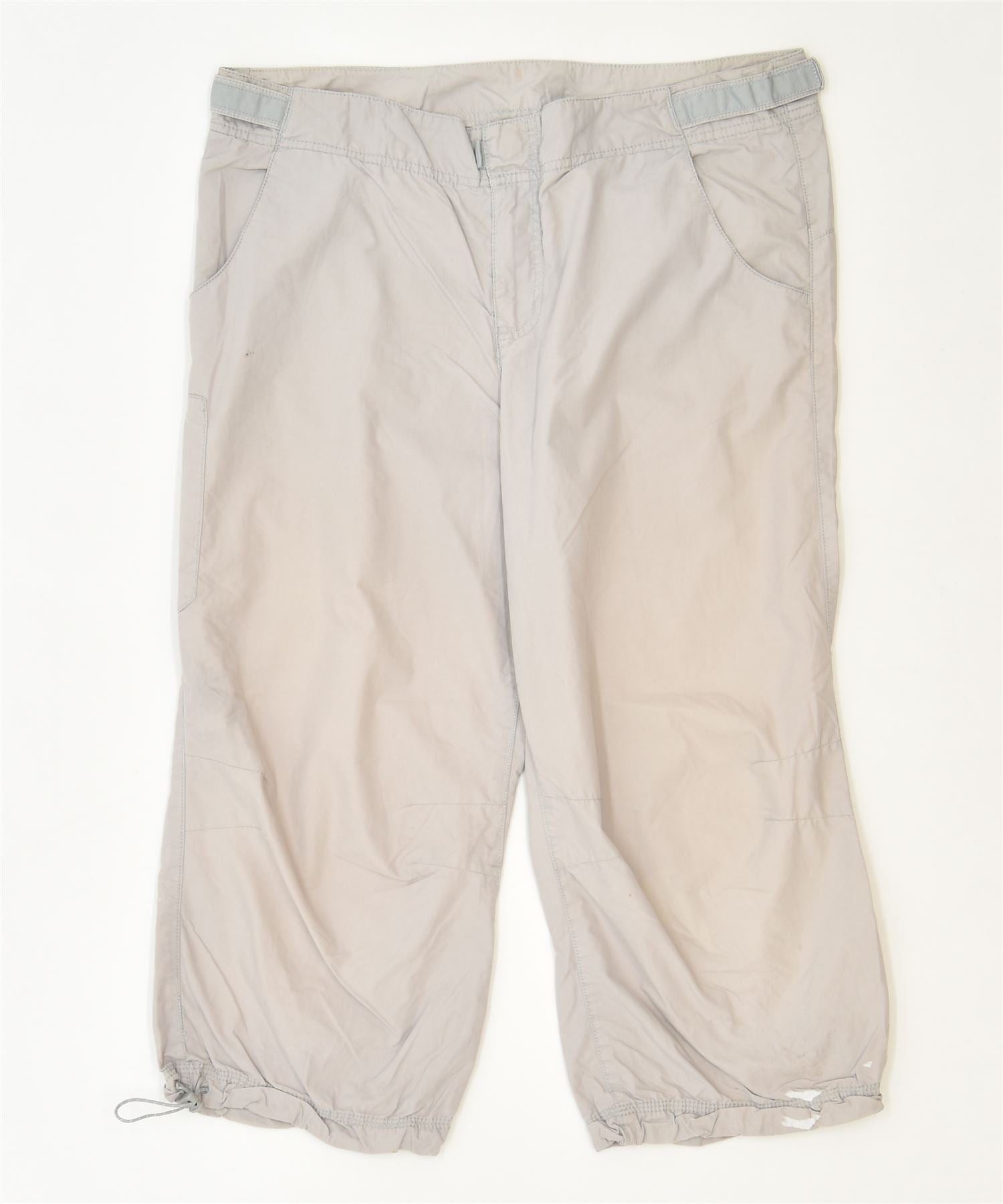 EDDIE BAUER Womens Capri Tracksuit Trousers US 10 Large W34 Grey Cotton, Vintage & Second-Hand Clothing Online
