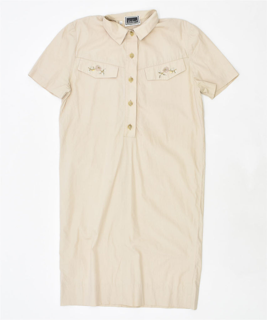 LUISA SPAGNOLI Womens Pullover Shirt Dress IT 44 Medium Beige Cotton | Vintage | Thrift | Second-Hand | Used Clothing | Messina Hembry 