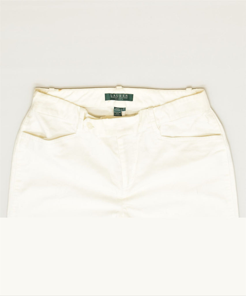 RALPH LAUREN Womens Bootcut Casual Trousers US 4 Small W27 L28 White | Vintage | Thrift | Second-Hand | Used Clothing | Messina Hembry 