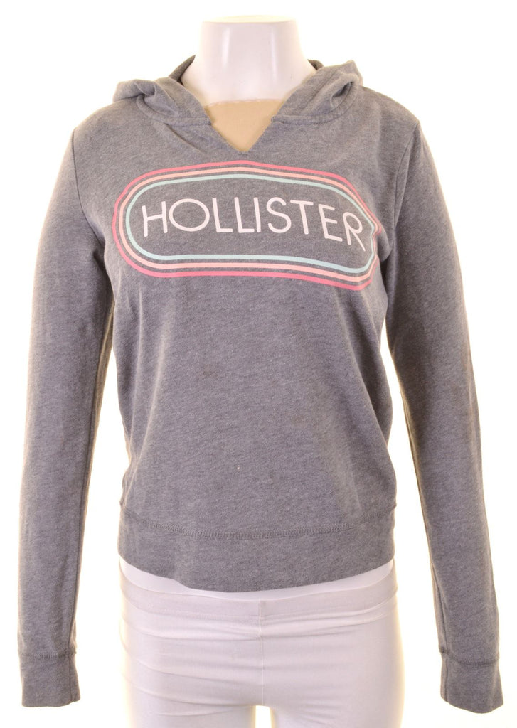 HOLLISTER Womens Hoodie Jumper UK 6 XS Grey Cotton | Vintage | Thrift | Second-Hand | Used Clothing | Messina Hembry 