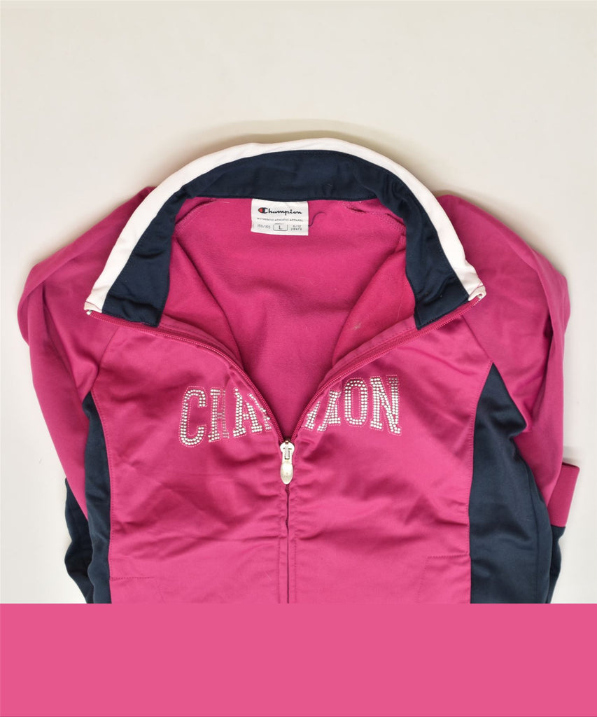 CHAMPION Girls Graphic Tracksuit Top Jacket 11-12 Years Large Pink | Vintage | Thrift | Second-Hand | Used Clothing | Messina Hembry 