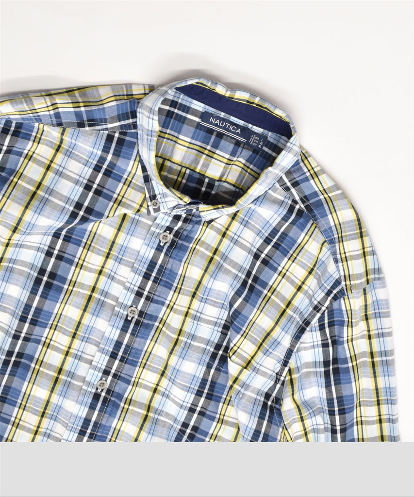 NAUTICA Mens Shirt XL Blue Check Cotton | Vintage | Thrift | Second-Hand | Used Clothing | Messina Hembry 