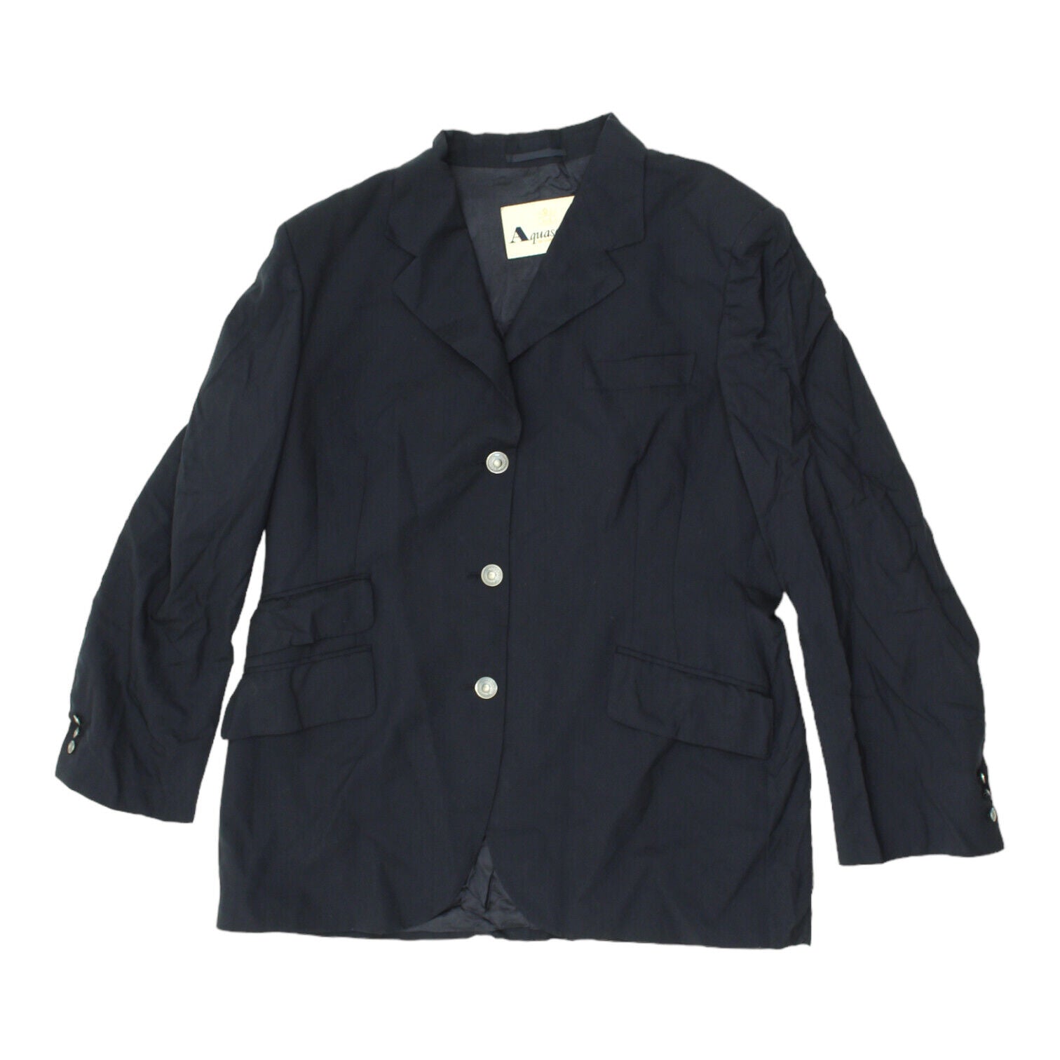 Aquascutum 3 Button Navy Blazer Jacket Vintage High End Luxury