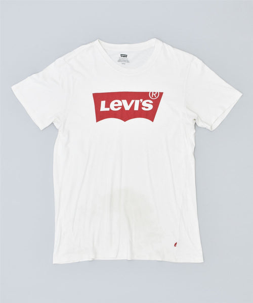 LEVI S Mens Graphic T Shirt Top Small White Cotton Vintage Second Hand Clothing Online Messina Hembry