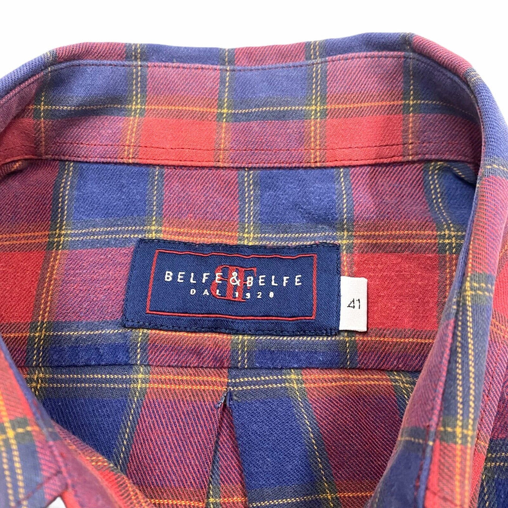 Belfe & Belfe Plaid Button Down Shirt | Vintage High End Designer Tartan Red VTG | Vintage Messina Hembry | Thrift | Second-Hand Messina Hembry | Used Clothing | Messina Hembry 