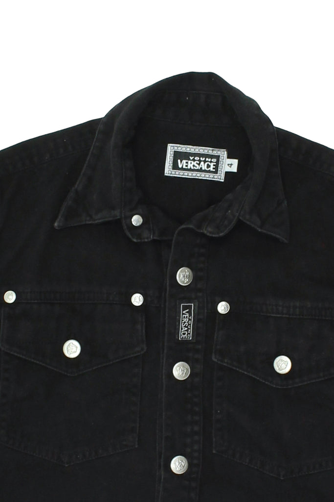 Young Versace Kids Denim Shirt | Vintage High End Luxury Black Heavy Cotton VTG | Vintage Messina Hembry | Thrift | Second-Hand Messina Hembry | Used Clothing | Messina Hembry 