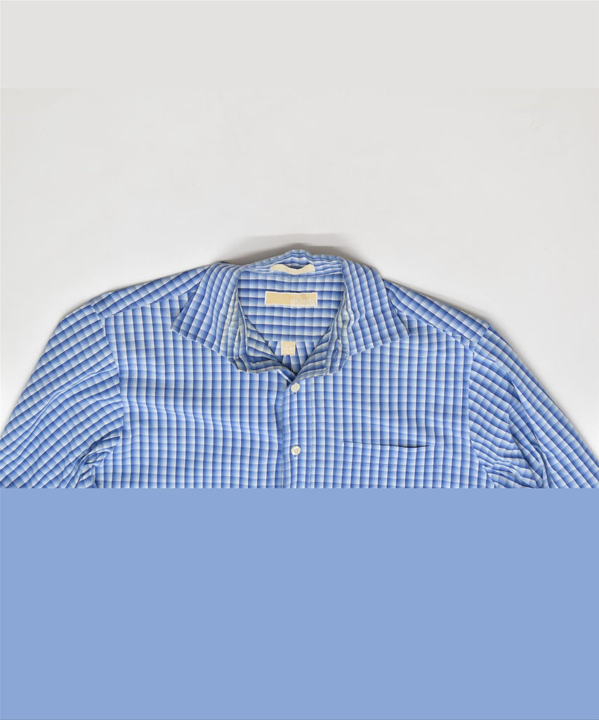 MICHAEL KORS Mens Shirt Size 15 1/2 Medium Blue Check | Vintage | Thrift | Second-Hand | Used Clothing | Messina Hembry 