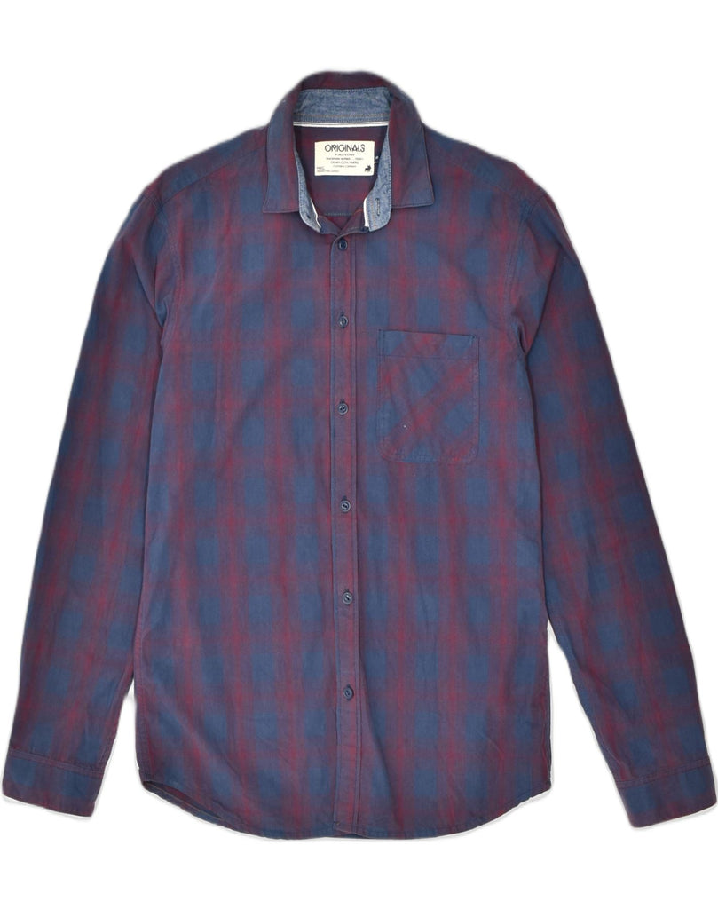 JACK & JONES Mens Shirt Small Blue Check Cotton | Vintage | Thrift | Second-Hand | Used Clothing | Messina Hembry 