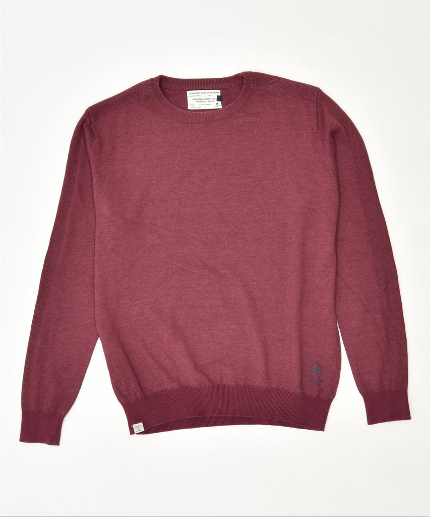 JACK & JONES Mens Crew Neck Jumper Sweater Medium Maroon Cotton | Vintage | Thrift | Second-Hand | Used Clothing | Messina Hembry 