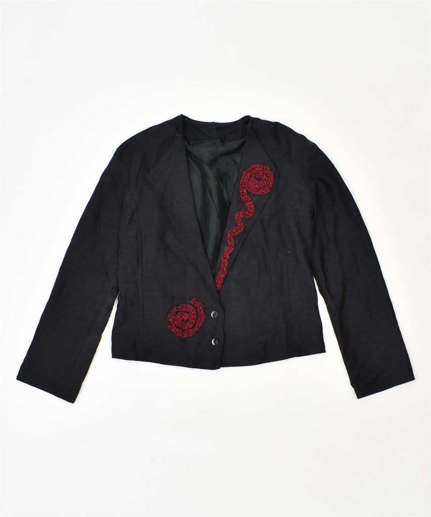 VINTAGE Womens 2 Button Blazer Jacket UK 12 Medium Black | Vintage | Thrift | Second-Hand | Used Clothing | Messina Hembry 