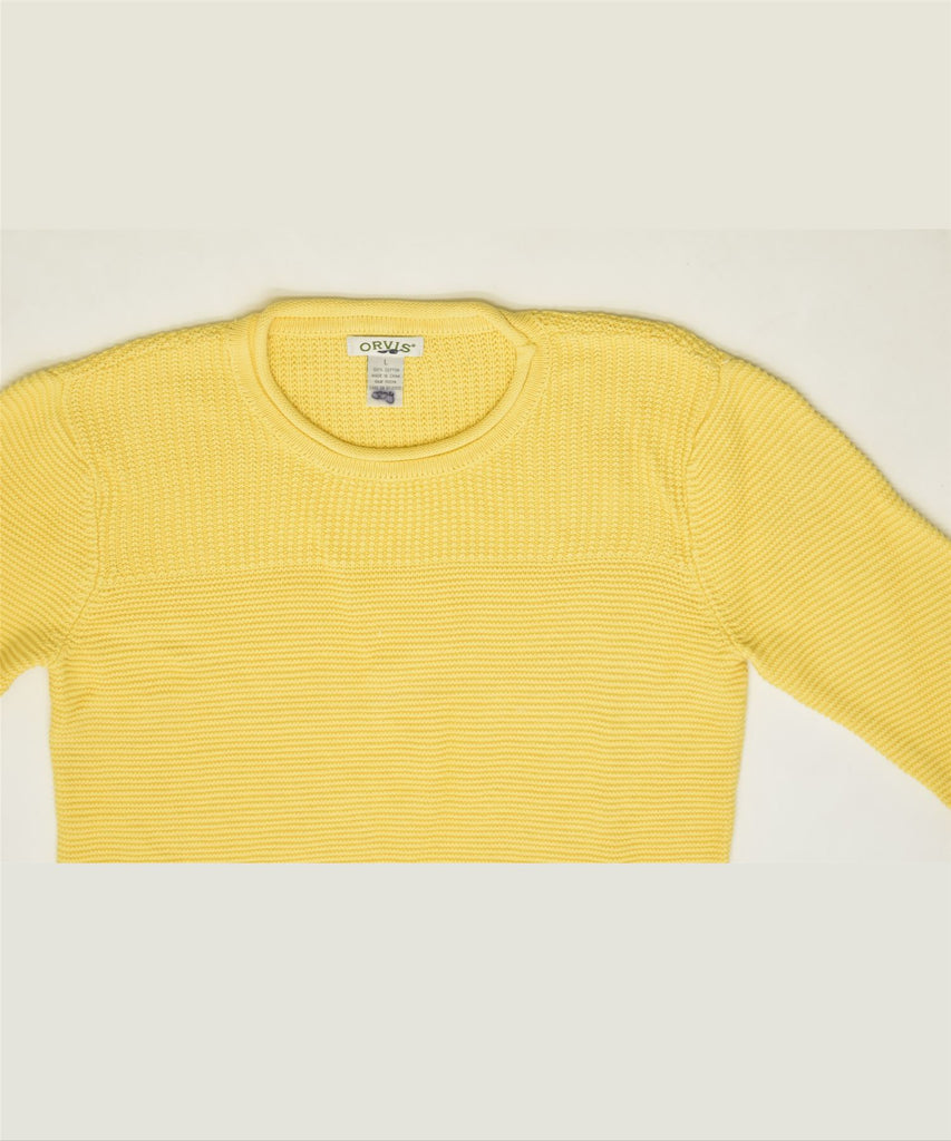 ORVIS Womens Crew Neck Jumper Sweater UK 16 Large Yellow Cotton Vintage | Vintage | Thrift | Second-Hand | Used Clothing | Messina Hembry 