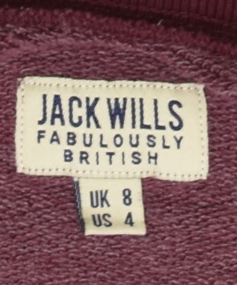 JACK WILLS Womens Sweatshirt Jumper UK 8 Small Burgundy Polka Dot Cotton | Vintage | Thrift | Second-Hand | Used Clothing | Messina Hembry 