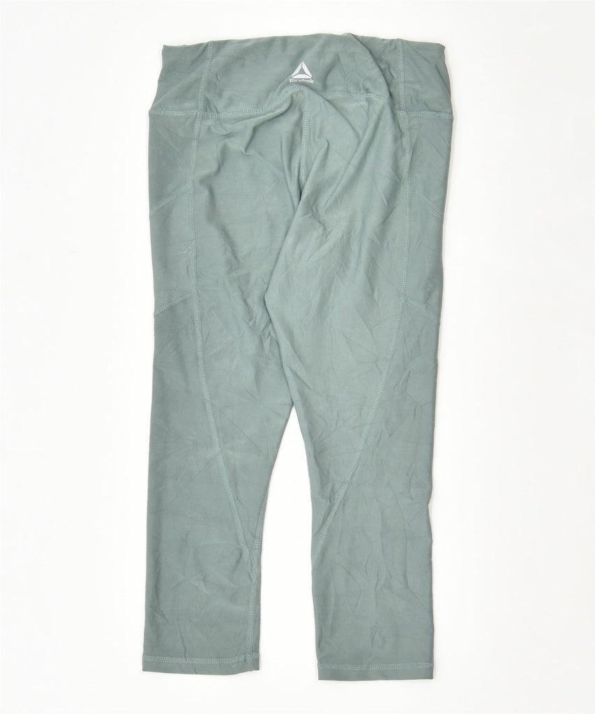 REEBOK Womens Leggings Small Green Polyester | Vintage | Thrift | Second-Hand | Used Clothing | Messina Hembry 