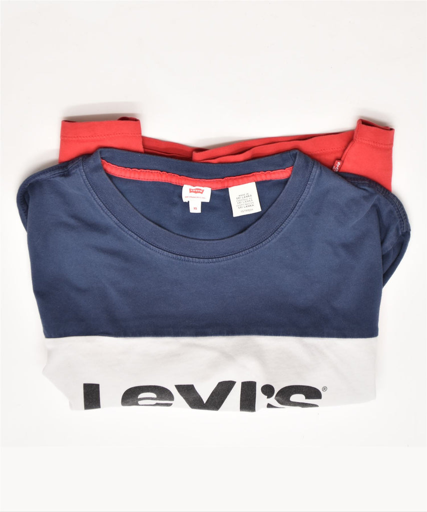 LEVI'S Womens Oversized Graphic T-Shirt Top UK 6 XS Red Colourblock | Vintage | Thrift | Second-Hand | Used Clothing | Messina Hembry 