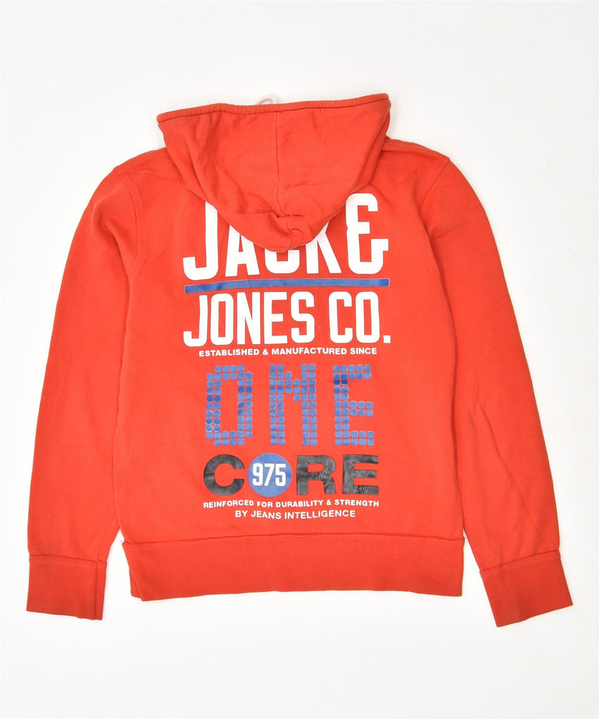 JACK & JONES Mens Graphic Hoodie Jumper Medium Orange Cotton | Vintage | Thrift | Second-Hand | Used Clothing | Messina Hembry 