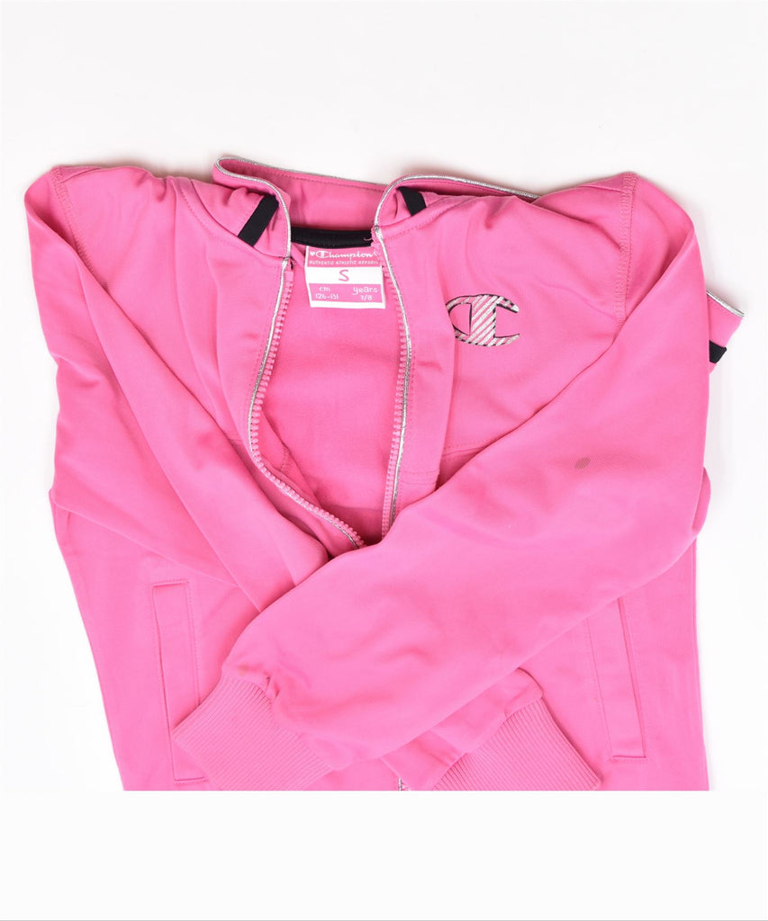 CHAMPION Girls Zip Hoodie Sweater 7-8 Years Small Pink Polyester | Vintage | Thrift | Second-Hand | Used Clothing | Messina Hembry 