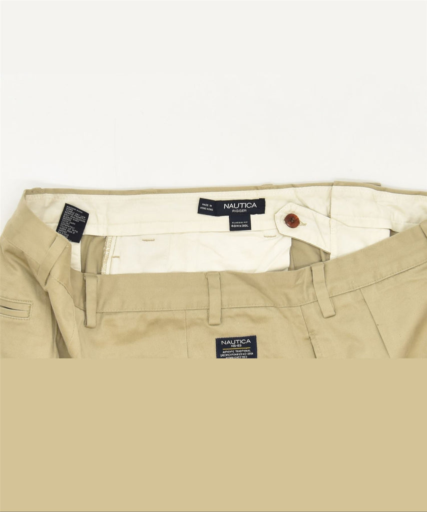 NAUTICA Mens Rigger Straight Chino Trousers W40 L30 Khaki Cotton Classic | Vintage | Thrift | Second-Hand | Used Clothing | Messina Hembry 