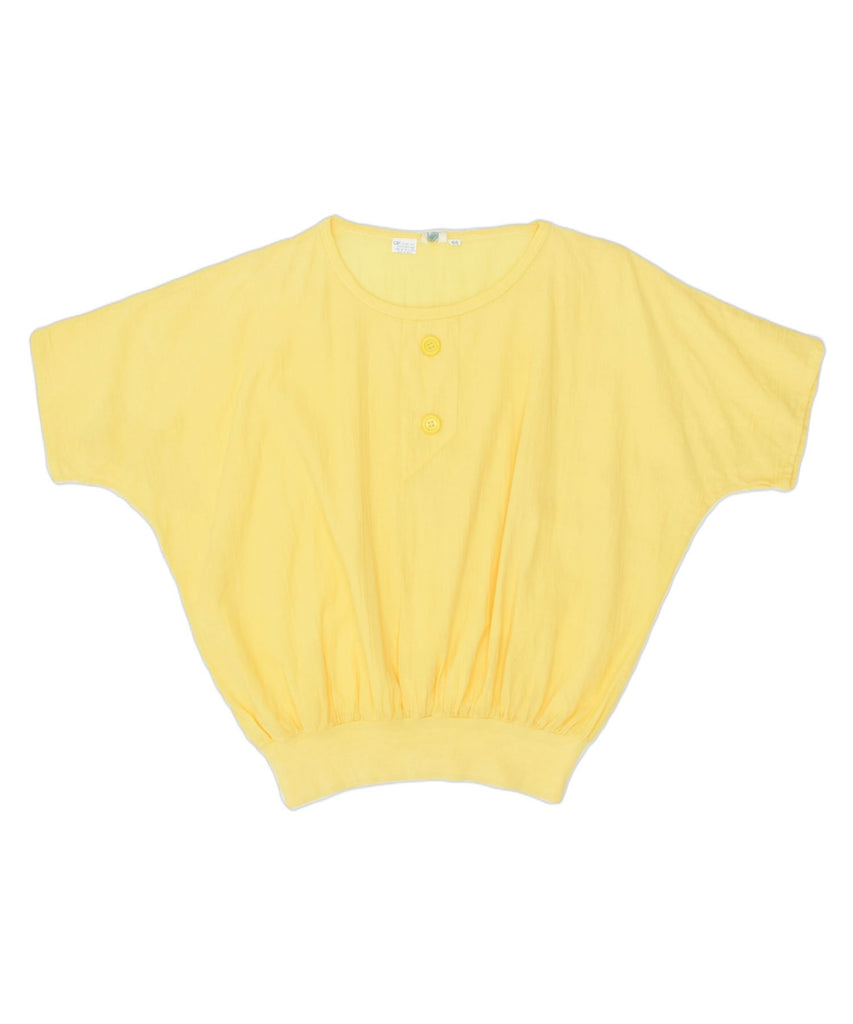 VINTAGE Womens Blouse Top UK 18 XL Yellow Cotton | Vintage | Thrift | Second-Hand | Used Clothing | Messina Hembry 