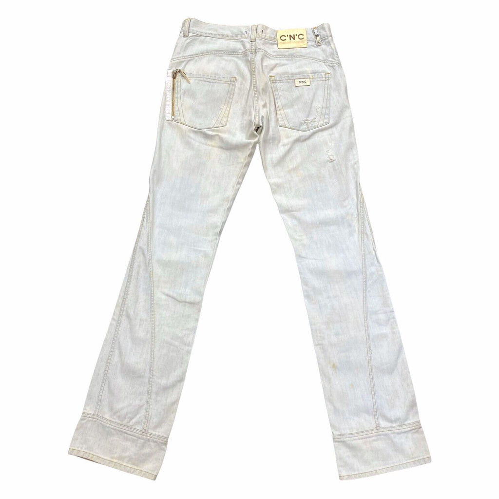 Costume National C'N'C Distressed Jeans | Vintage Designer Denim Light Blue VTG | Vintage Messina Hembry | Thrift | Second-Hand Messina Hembry | Used Clothing | Messina Hembry 