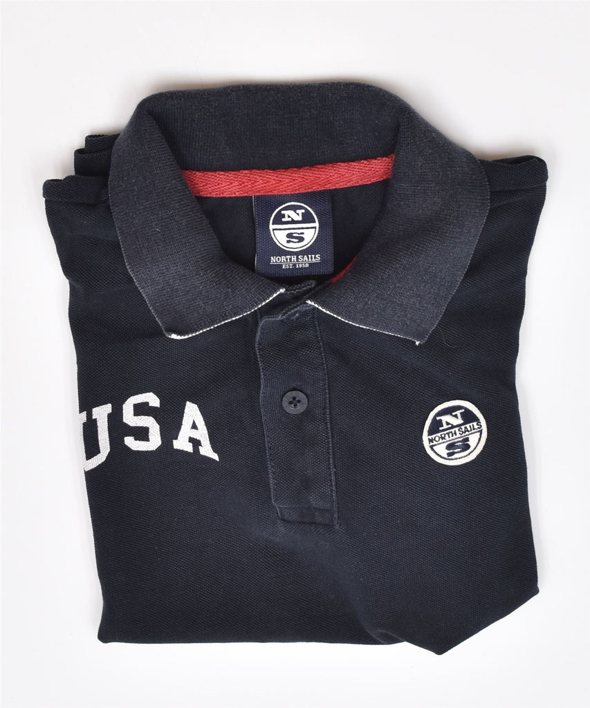 NORTH SAILS Boys USA Graphic Polo Shirt 7-8 Years Black Cotton | Vintage | Thrift | Second-Hand | Used Clothing | Messina Hembry 