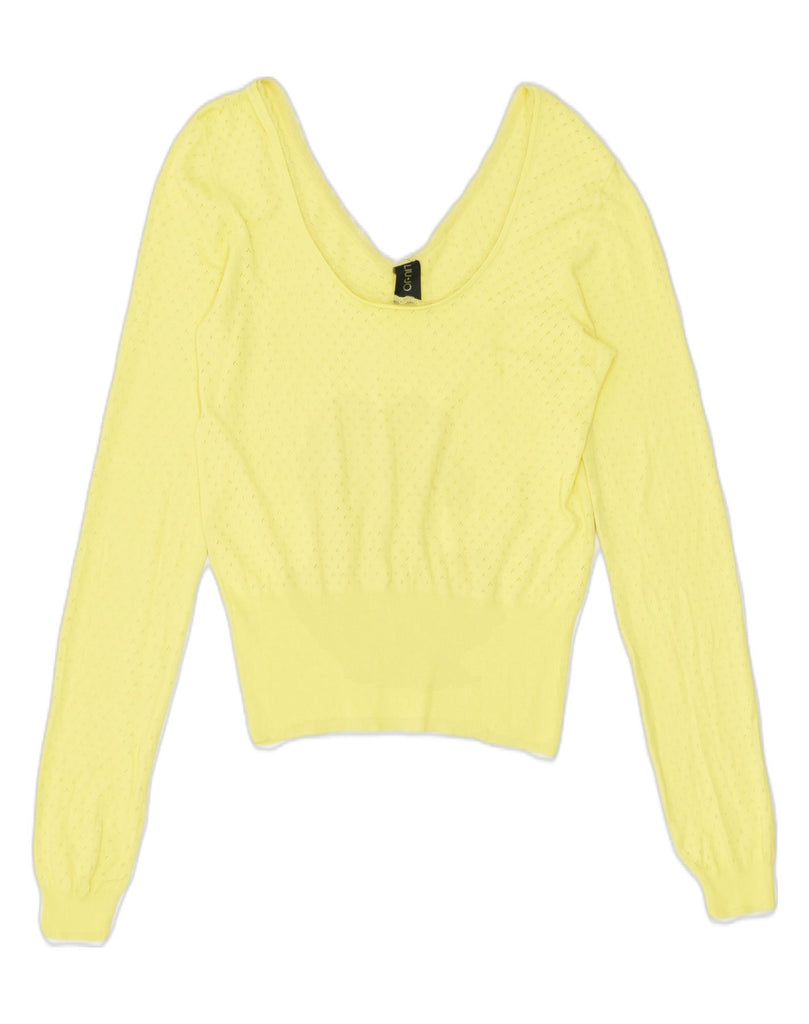 LIU JO Womens V-Neck Jumper Sweater UK 14 Medium Yellow | Vintage | Thrift | Second-Hand | Used Clothing | Messina Hembry 