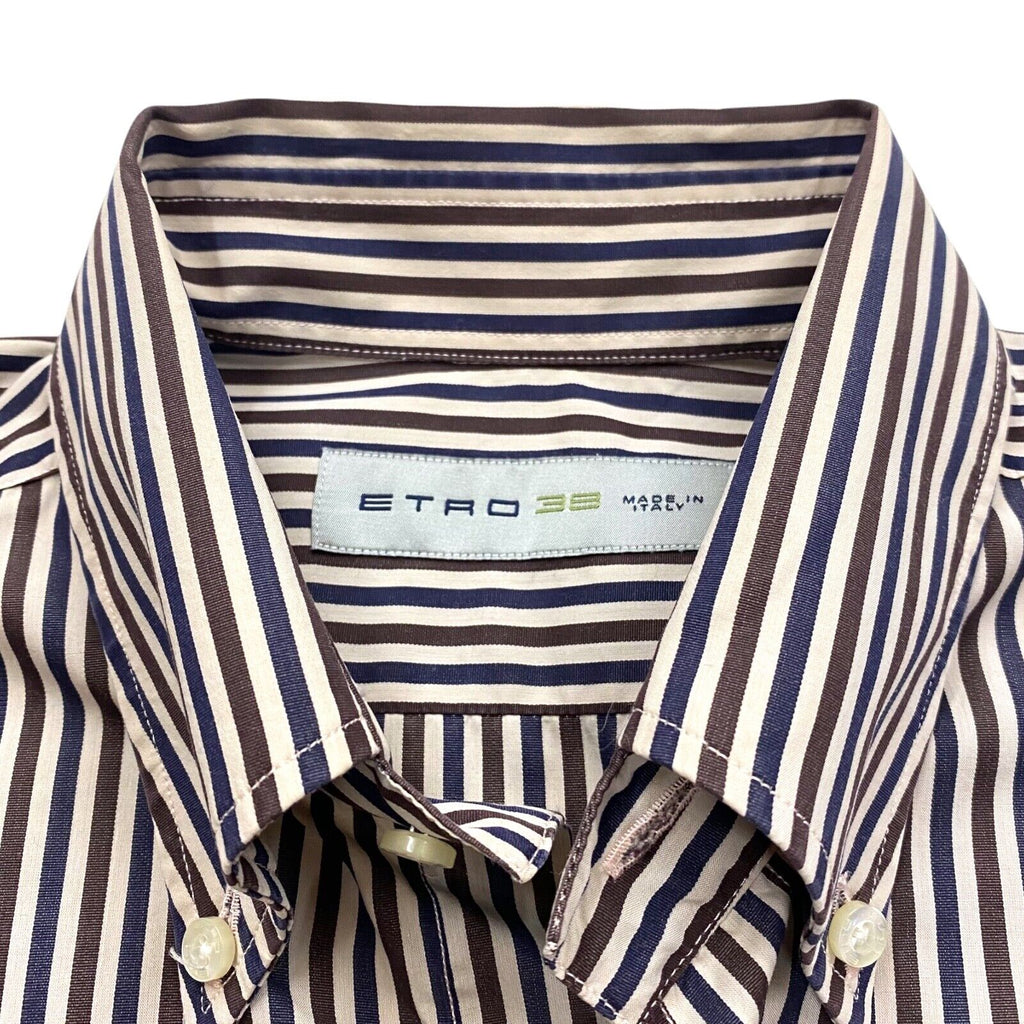 Etro Striped Button Down Collar Shirt | Vintage High End Luxury Designer VTG | Vintage Messina Hembry | Thrift | Second-Hand Messina Hembry | Used Clothing | Messina Hembry 