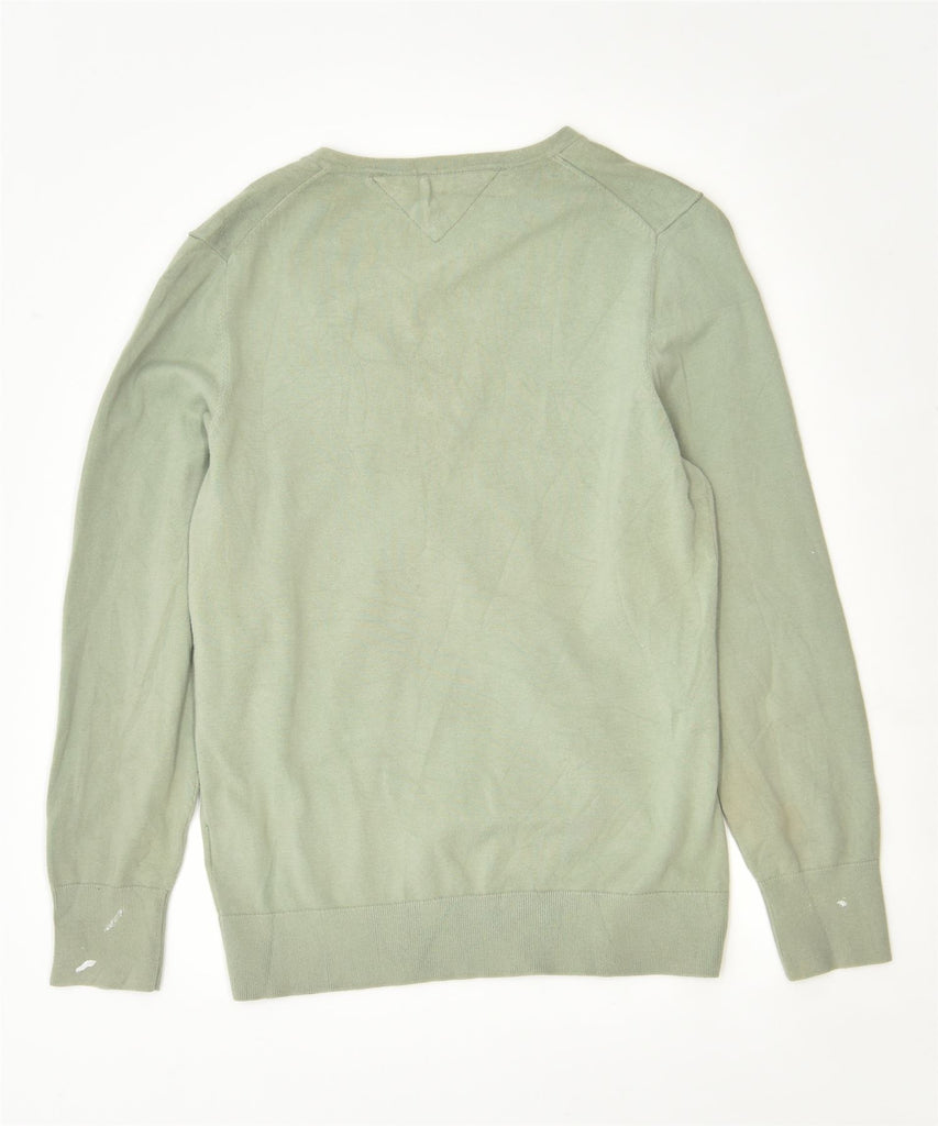 TOMMY HILFIGER Womens Slim Fit V-Neck Jumper Sweater UK 18 XL Green Cotton | Vintage | Thrift | Second-Hand | Used Clothing | Messina Hembry 