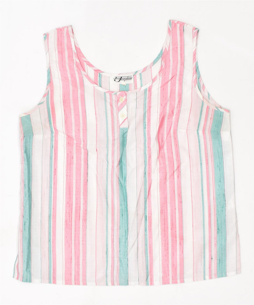 JERSEY JOSEPHINE Womens Vest Top EU 42 Large Multicoloured Striped | Vintage | Thrift | Second-Hand | Used Clothing | Messina Hembry 