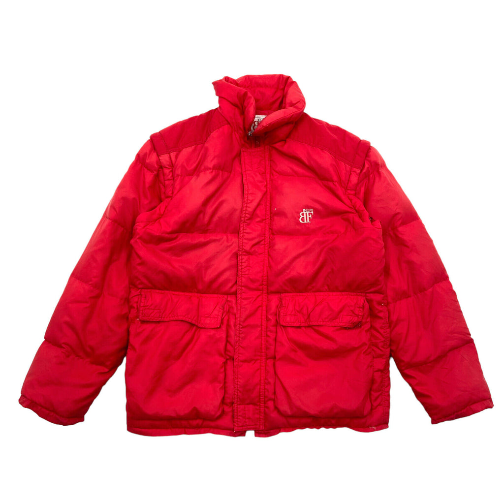 Belfe Red Padded Winter Coat | Vintage High End Luxury Designer Puffer Jacket | Vintage Messina Hembry | Thrift | Second-Hand Messina Hembry | Used Clothing | Messina Hembry 