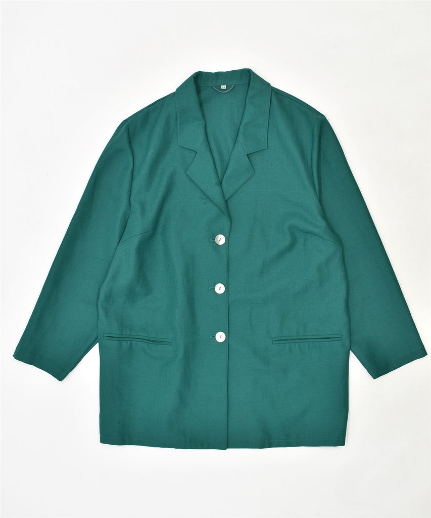 VINTAGE Womens 3 Button Blazer Jacket IT 44 Medium Green Polyester | Vintage | Thrift | Second-Hand | Used Clothing | Messina Hembry 