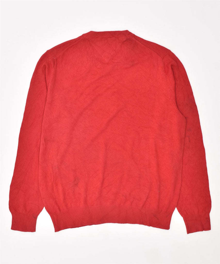 TOMMY HILFIGER Mens V-Neck Jumper Sweater Medium Red Cotton | Vintage | Thrift | Second-Hand | Used Clothing | Messina Hembry 