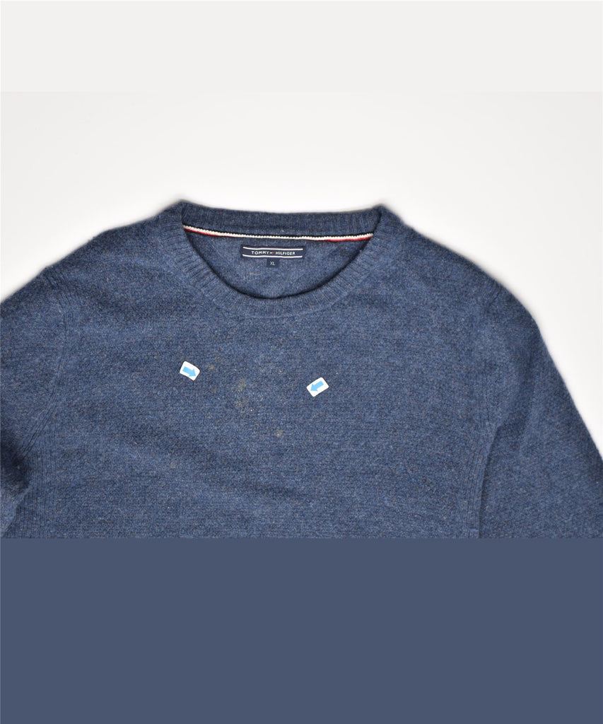TOMMY HILFIGER Mens Crew Neck Jumper Sweater XL Blue Wool | Vintage | Thrift | Second-Hand | Used Clothing | Messina Hembry 