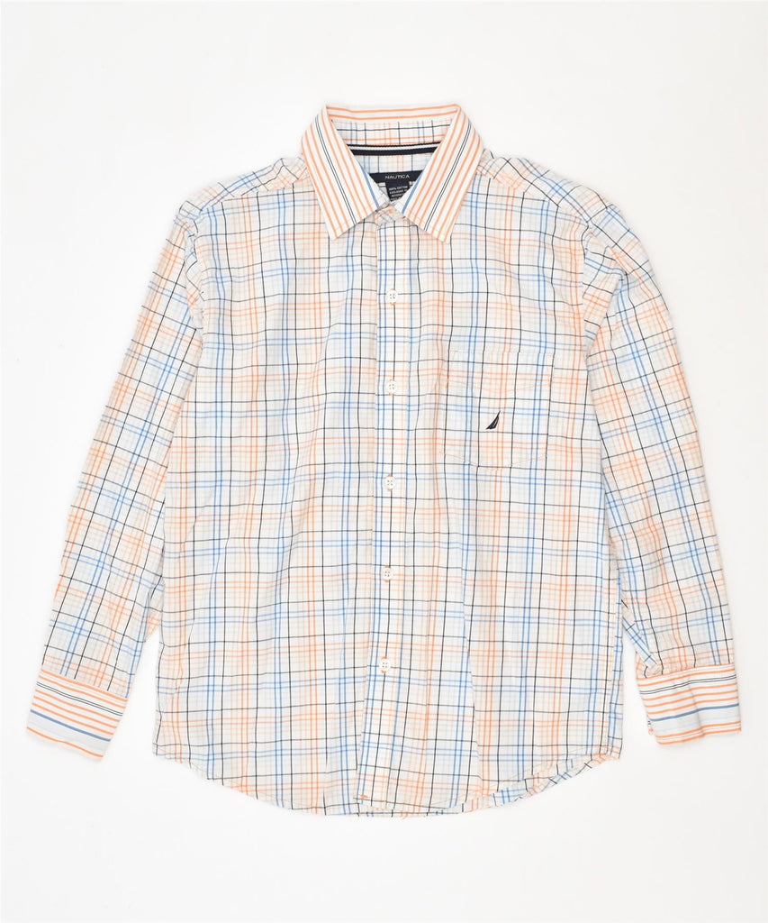 NAUTICA Boys Shirt 10-11 Years Medium White Check Cotton | Vintage | Thrift | Second-Hand | Used Clothing | Messina Hembry 