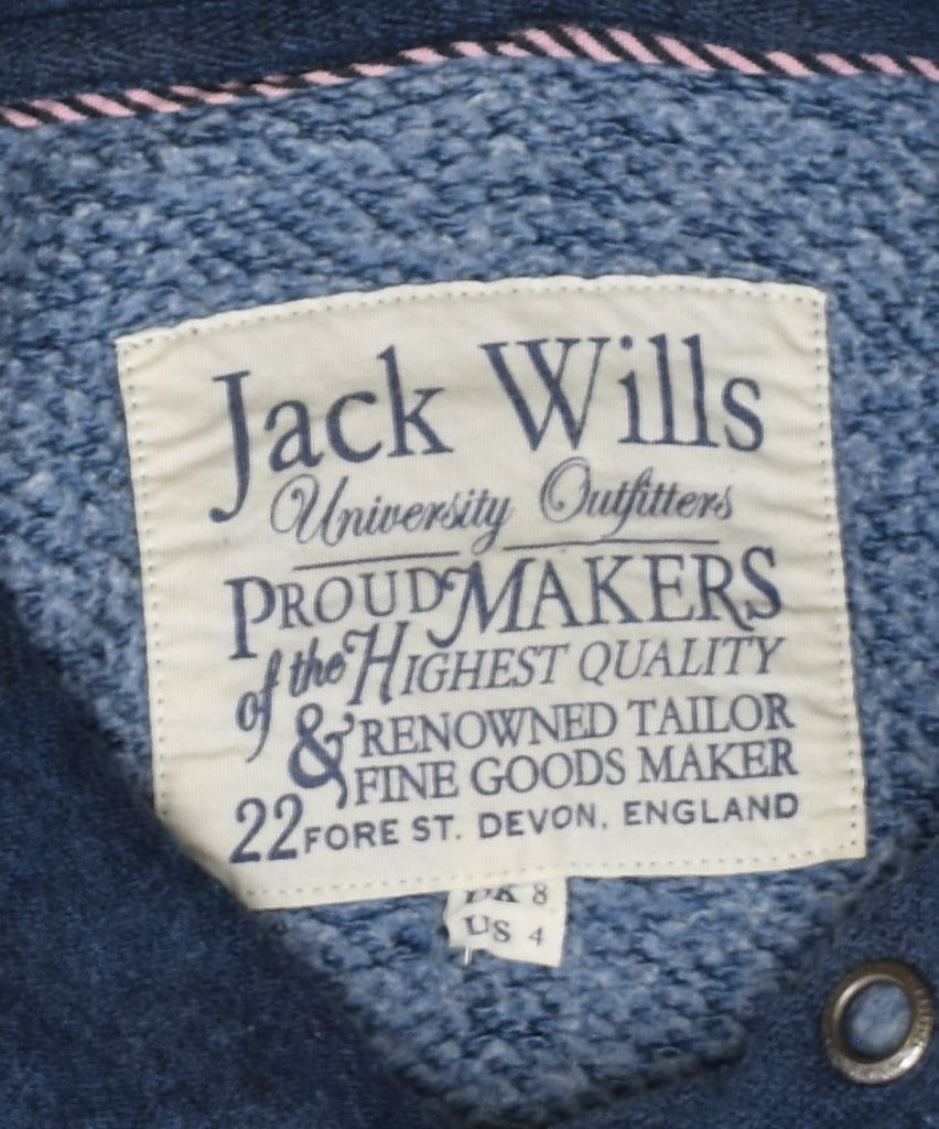 JACK WILLS Womens Graphic Hoodie Jumper UK 8 Small Navy Blue Cotton | Vintage | Thrift | Second-Hand | Used Clothing | Messina Hembry 