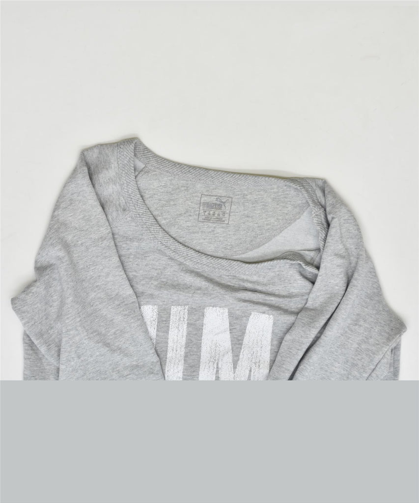 PUMA Womens Graphic Sweatshirt Jumper UK 10 Small Grey Cotton | Vintage | Thrift | Second-Hand | Used Clothing | Messina Hembry 