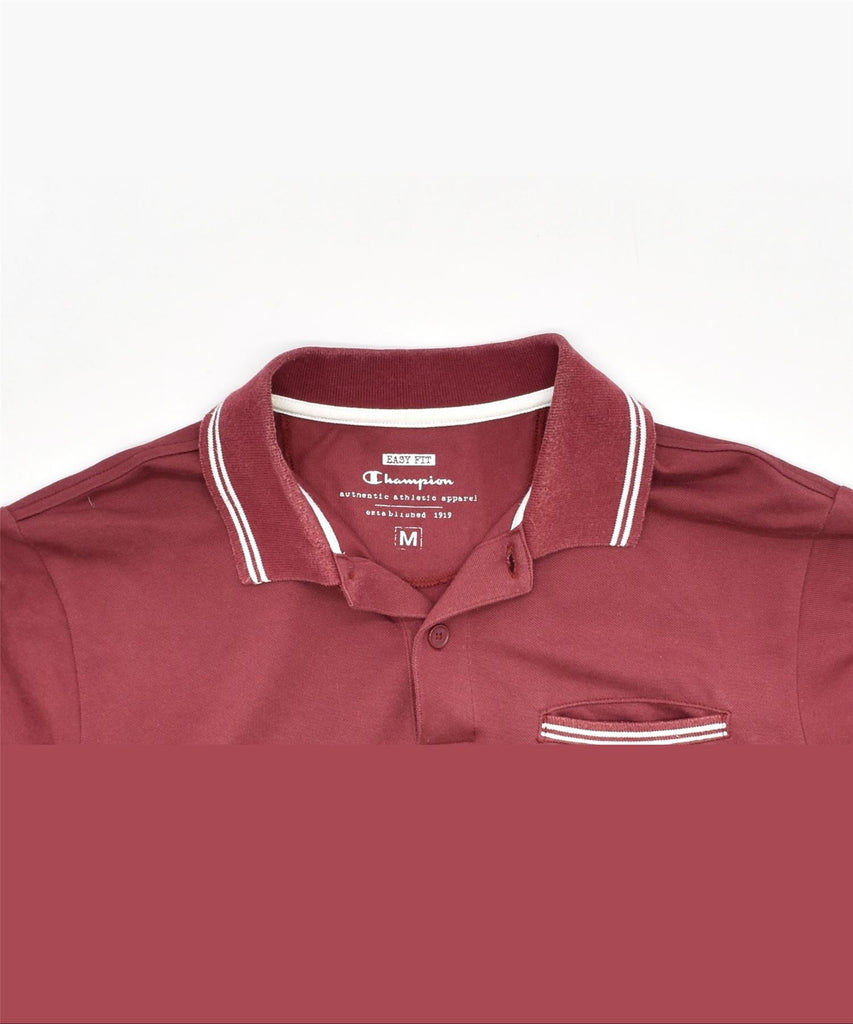 CHAMPION Mens Polo Shirt Medium Burgundy Cotton | Vintage | Thrift | Second-Hand | Used Clothing | Messina Hembry 