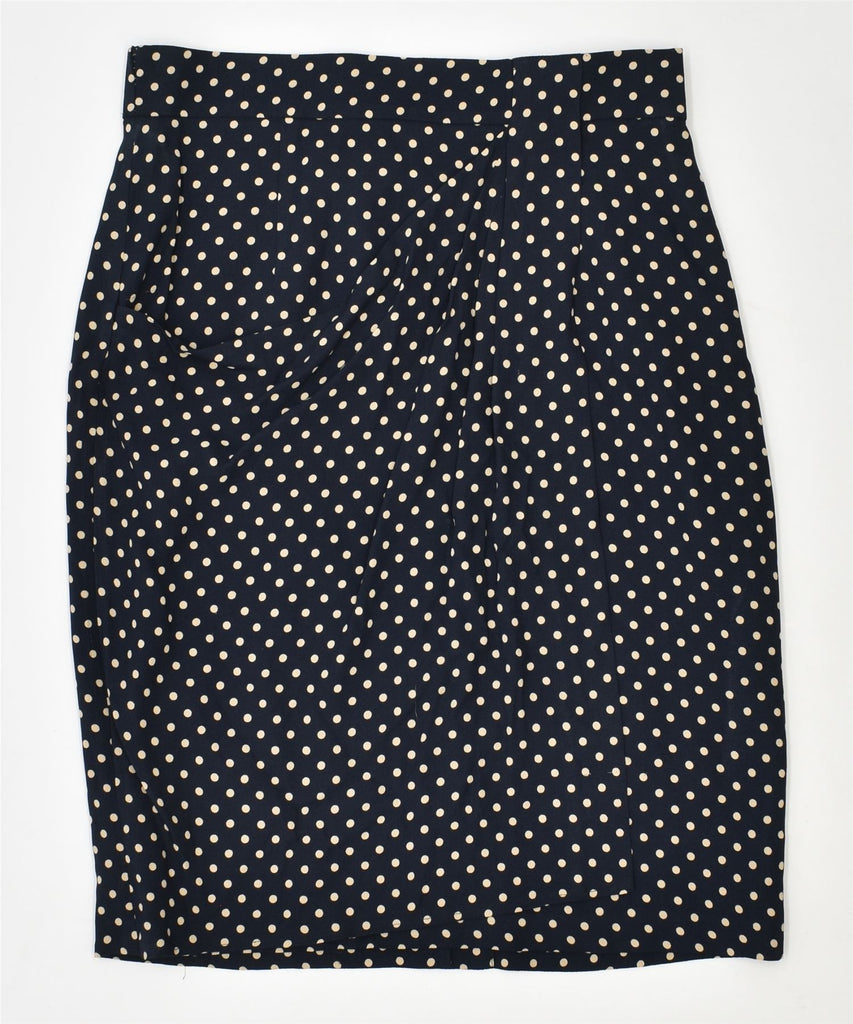 K.T. Womens Pencil Skirt UK 14 Medium W30 Navy Blue Polka Dot Vintage | Vintage | Thrift | Second-Hand | Used Clothing | Messina Hembry 