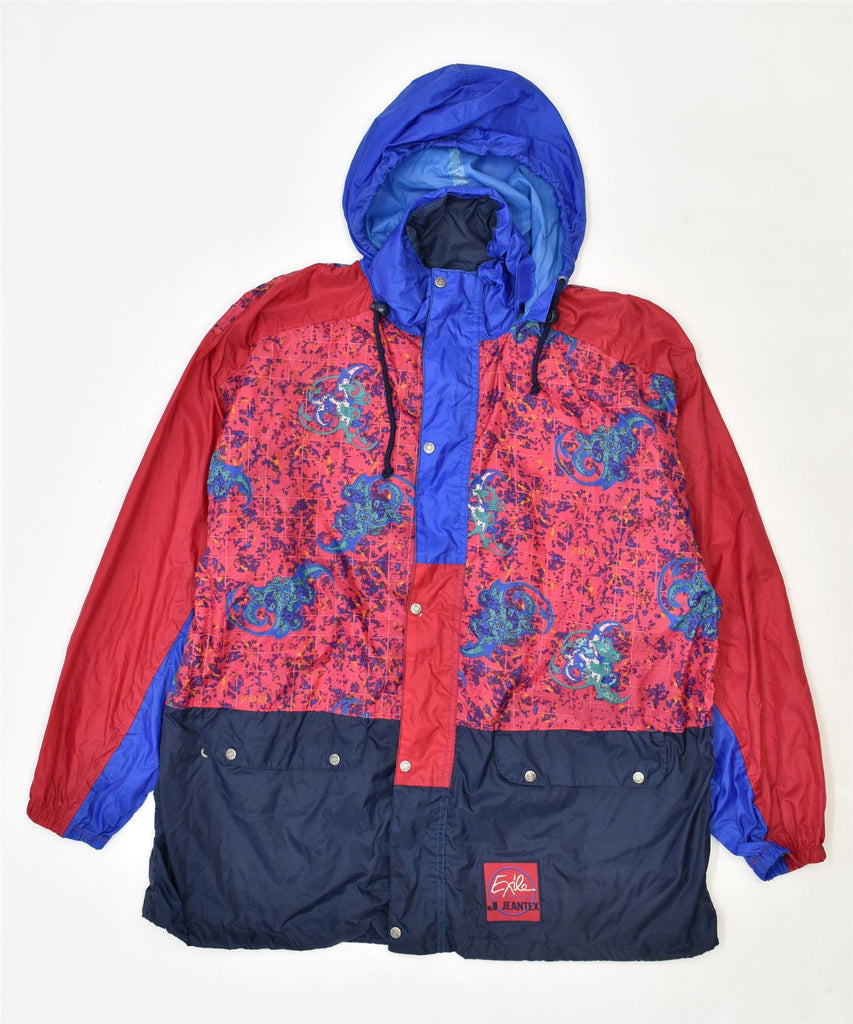 JEANTEX Mens Hooded Rain Jacket UK 42 XL Multicoloured Polyamide | Vintage | Thrift | Second-Hand | Used Clothing | Messina Hembry 
