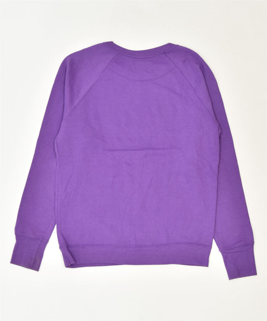 CHAMPION Womens Graphic Sweatshirt Jumper UK 14 Medium Purple Polyester | Vintage | Thrift | Second-Hand | Used Clothing | Messina Hembry 