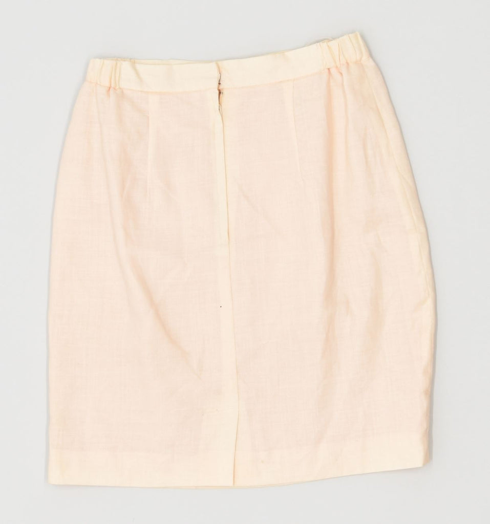 VINTAGE Womens Straight Skirt UK 10 Small W26 Pink Linen | Vintage | Thrift | Second-Hand | Used Clothing | Messina Hembry 