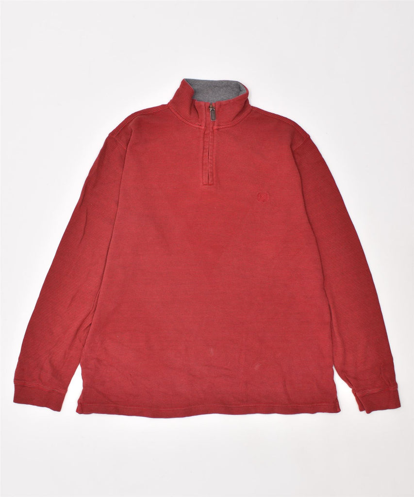 CHAPS Mens Zip Neck Jumper Sweater Medium Red | Vintage | Thrift | Second-Hand | Used Clothing | Messina Hembry 