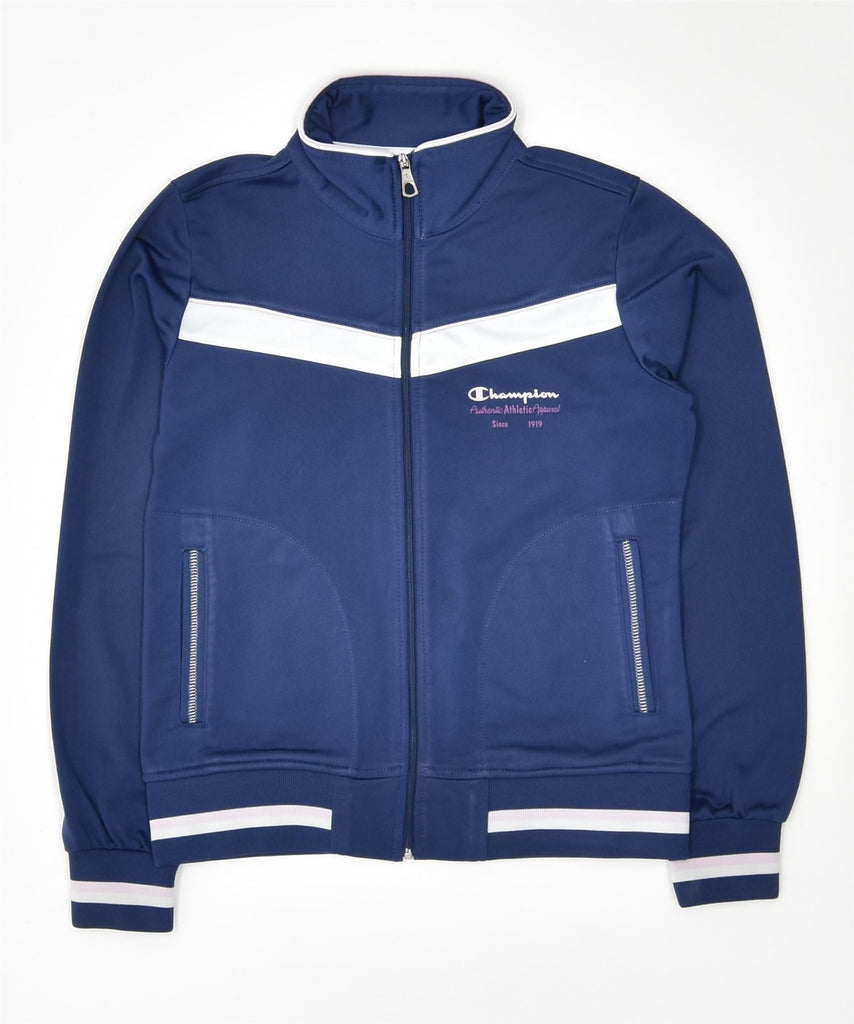 CHAMPION Girls Tracksuit Top Jacket 9-10 Years Medium Blue Polyester | Vintage | Thrift | Second-Hand | Used Clothing | Messina Hembry 