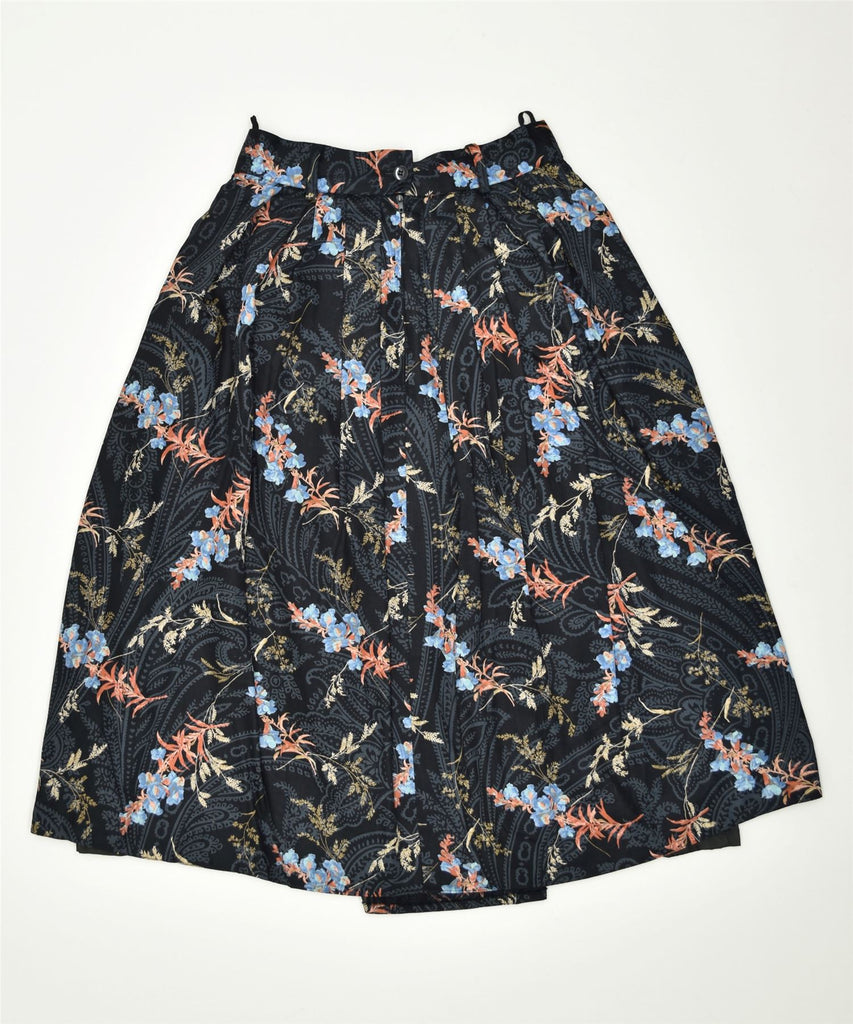 REHLI Womens Flared Skirt EU 38 Small W26 Black Floral Cotton Vintage | Vintage | Thrift | Second-Hand | Used Clothing | Messina Hembry 