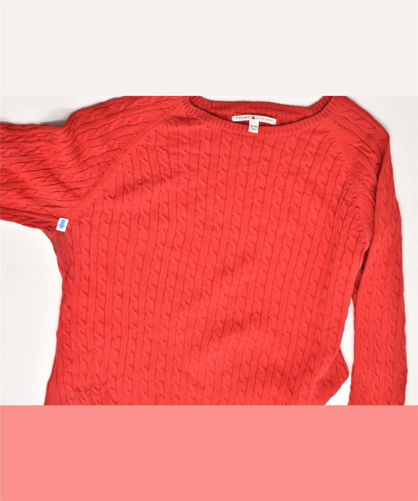 TOMMY HILFIGER Womens Crew Neck Jumper Sweater UK 18 XL Red Cotton | Vintage | Thrift | Second-Hand | Used Clothing | Messina Hembry 