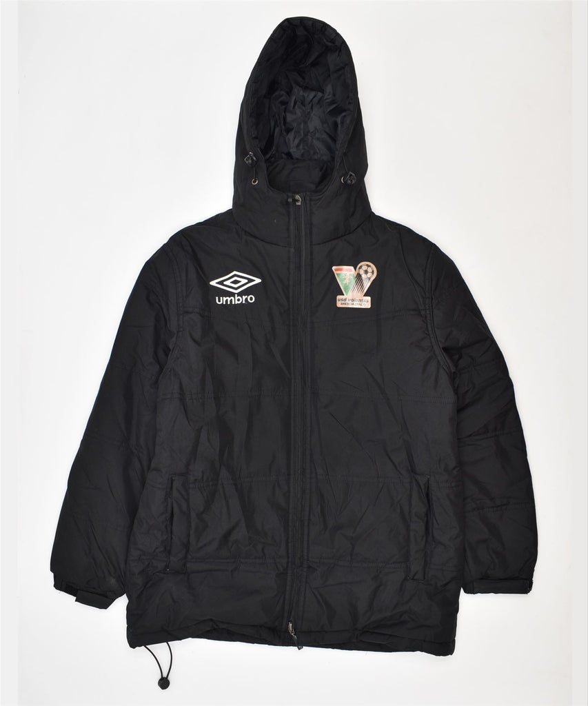 UMBRO Mens Hooded Waterproof Jacket UK 34 XS Black Polyester | Vintage | Thrift | Second-Hand | Used Clothing | Messina Hembry 